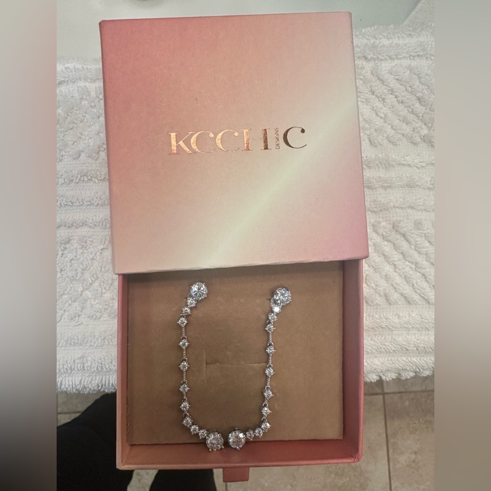 Kc Chic Women's Dazzling Silver drip rhinestone earrings